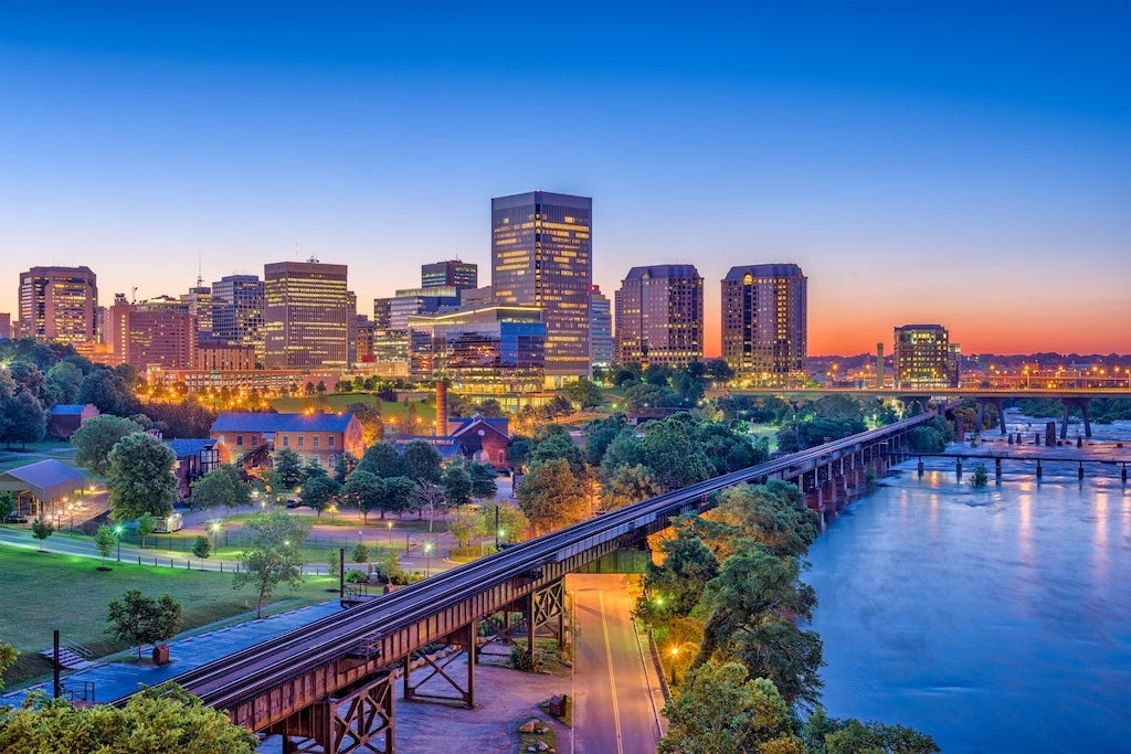 Richmond skyline at dusk